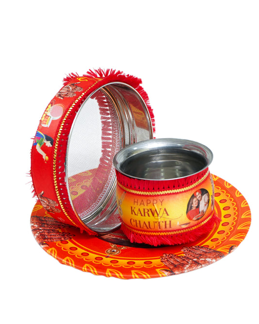 Karwachauth Pooja Thali Set - Gift for Married Ladies, Wife, Mother, Mother-in-Law, Sister, Sister-in-Law, Bhabhi & to be bride