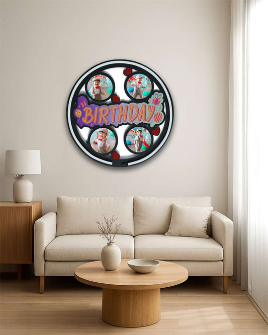 Birthday Wall Hanging Light Frame with 4 Pictures | Multi