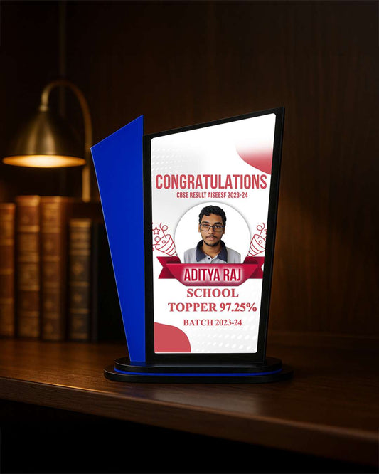 Customized Wooden Sublimation MDF and Acrylic Momento Trophy | Blue