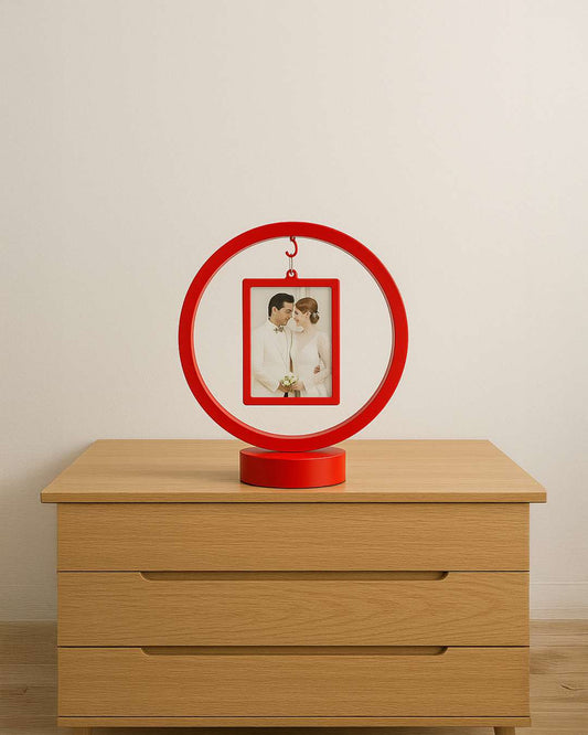 LED MDF Rotating Lamp Round & Rectangle Shape Photo Lamp | Red