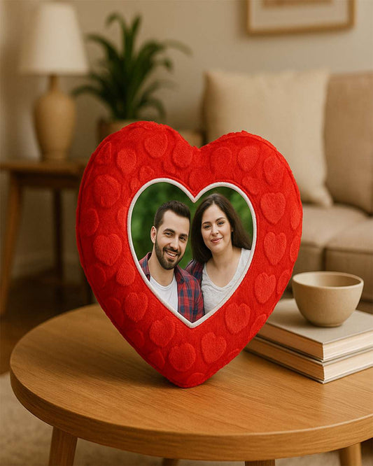 Single Heart Shaped Pillow β Personalized with your photo or text | Red