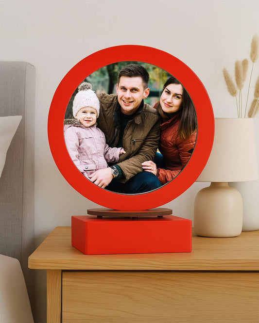 LED MDF Rotating Lamp Round Shape Photo Lamp | Red