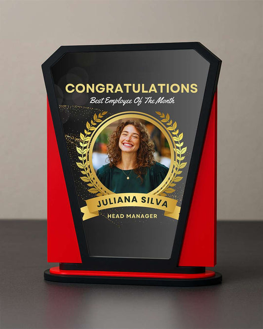 Customized Wooden Sublimation MDF and Acrylic Momento Trophy | Blue