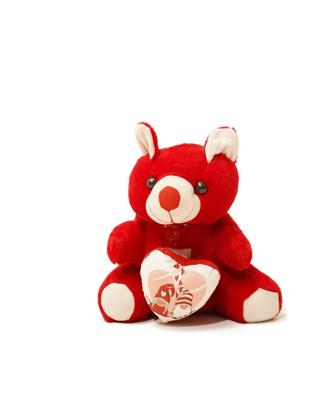 Teddy Bear Love Heart-Shaped Pillow – Personalized with your photo or text | Red