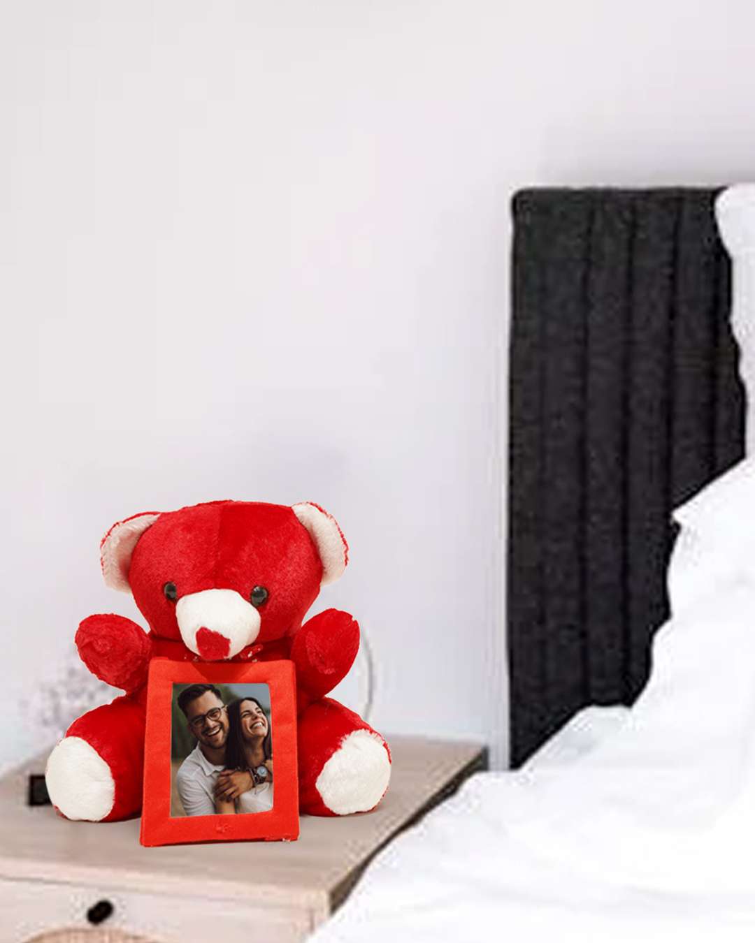 Teddy Bear Rectangle Shaped Pillow – Personalized with your photo or text | Red