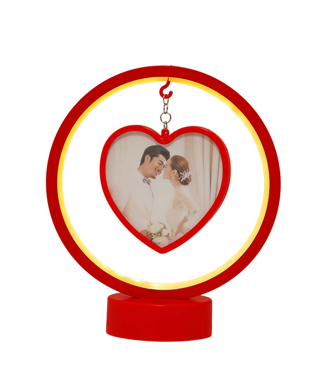 LED MDF Rotating Lamp Round & Heart Shape Photo Lamp | Red