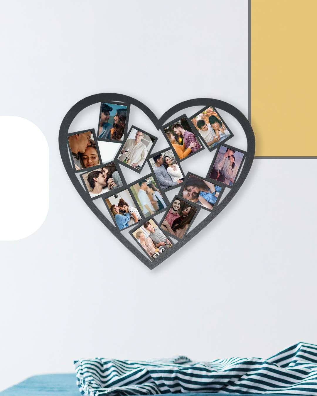 Heart Shaped Collage – Sublimation Photo Frame | Black