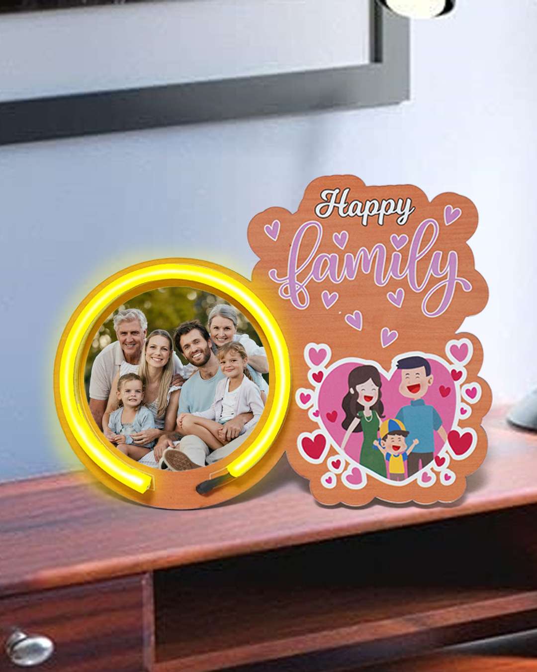 Happy Family Neon Table Frame | Brown