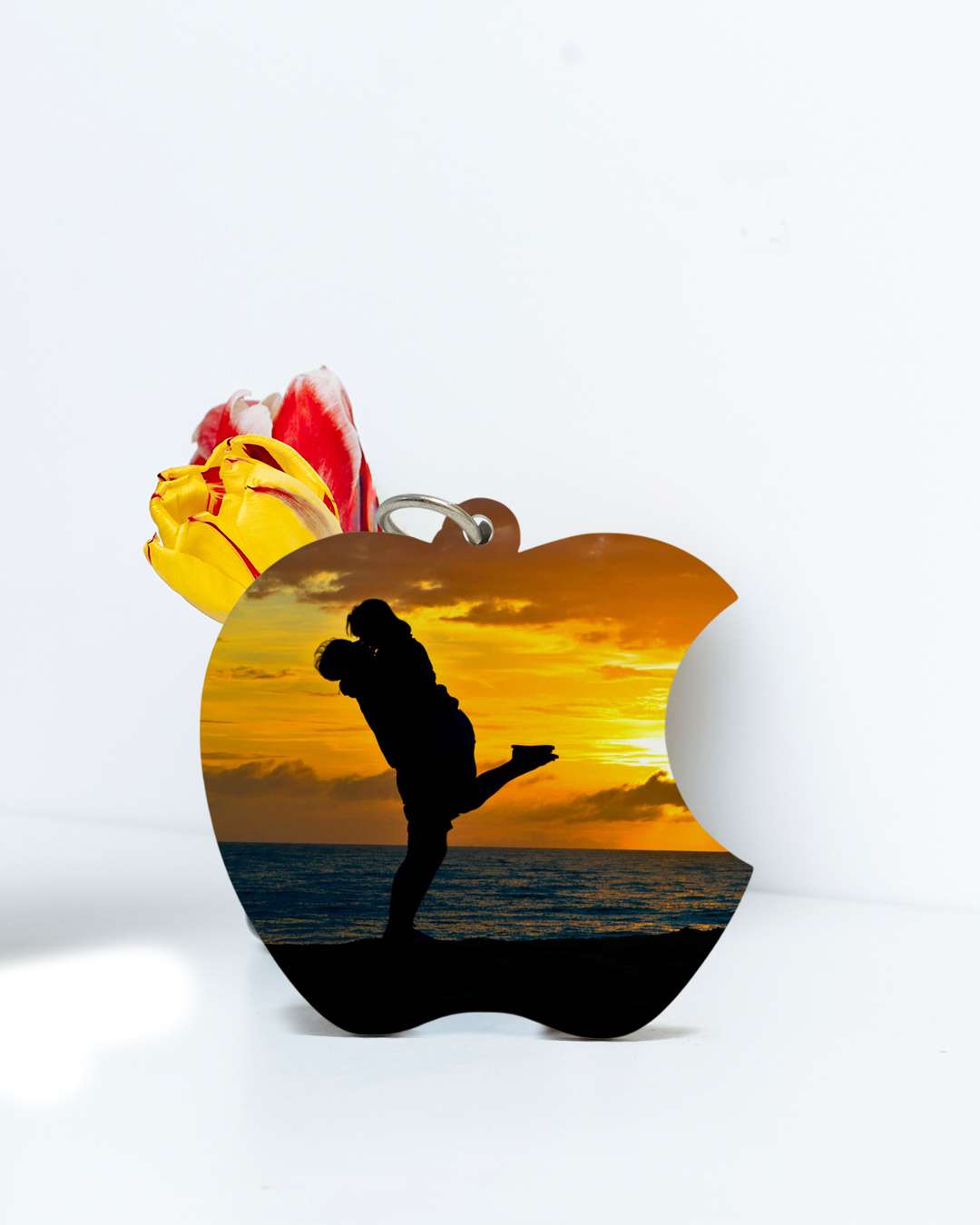 Apple Shape Polymer Key Chain | White