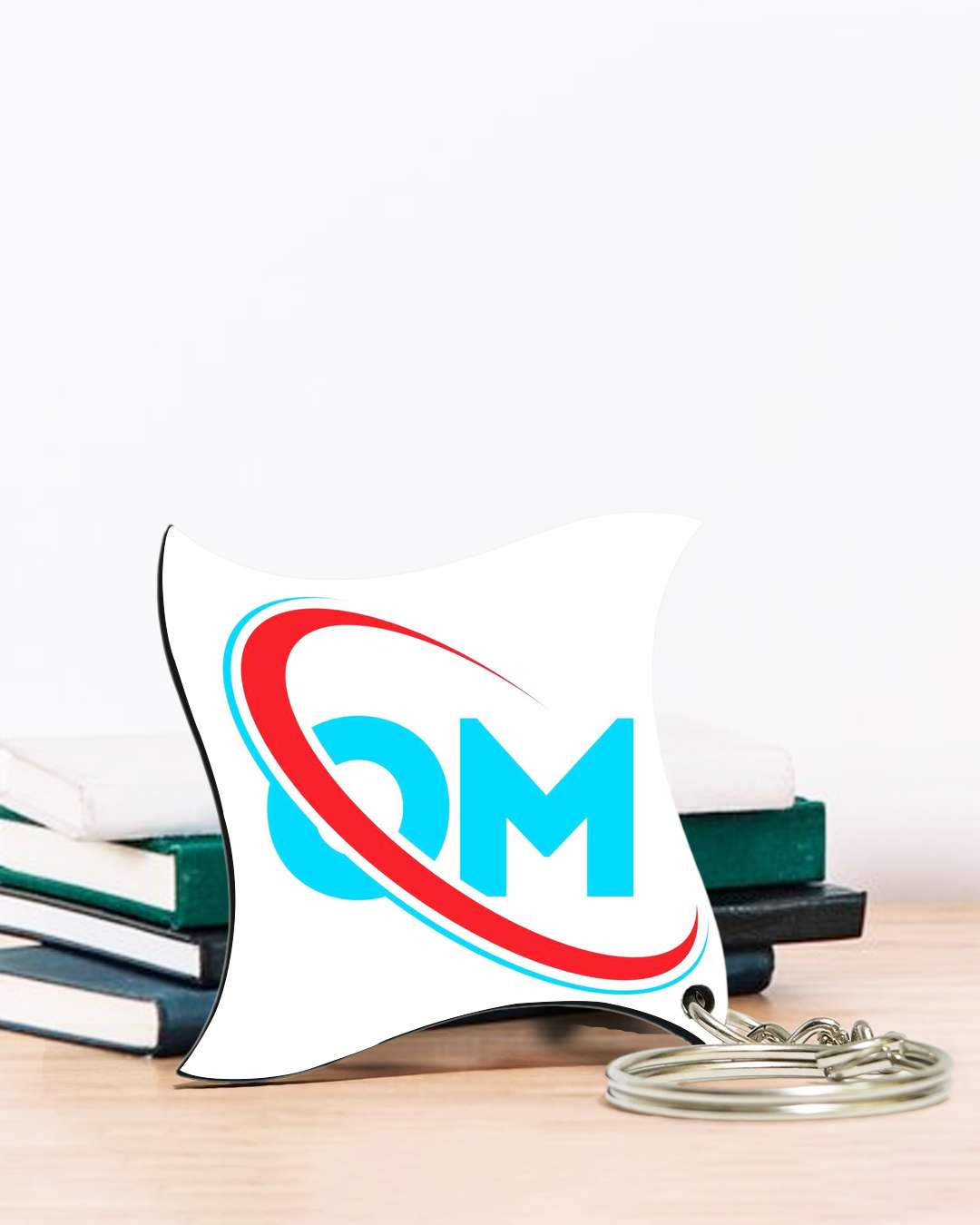 Curved Square Shape Key Chain | White