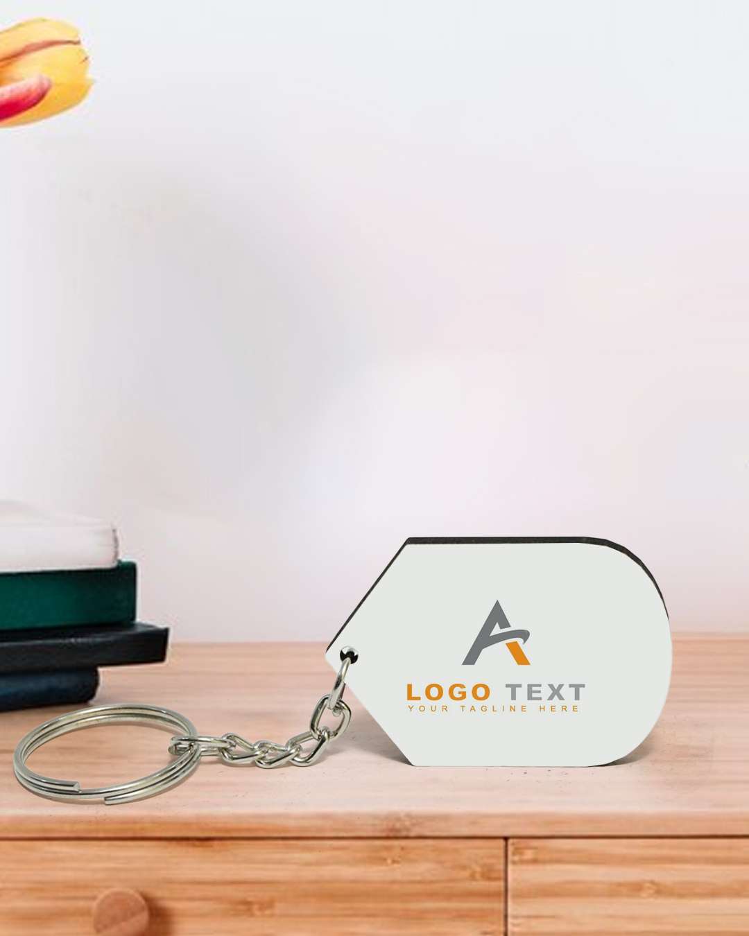 Hexa Shape Key Chain | White