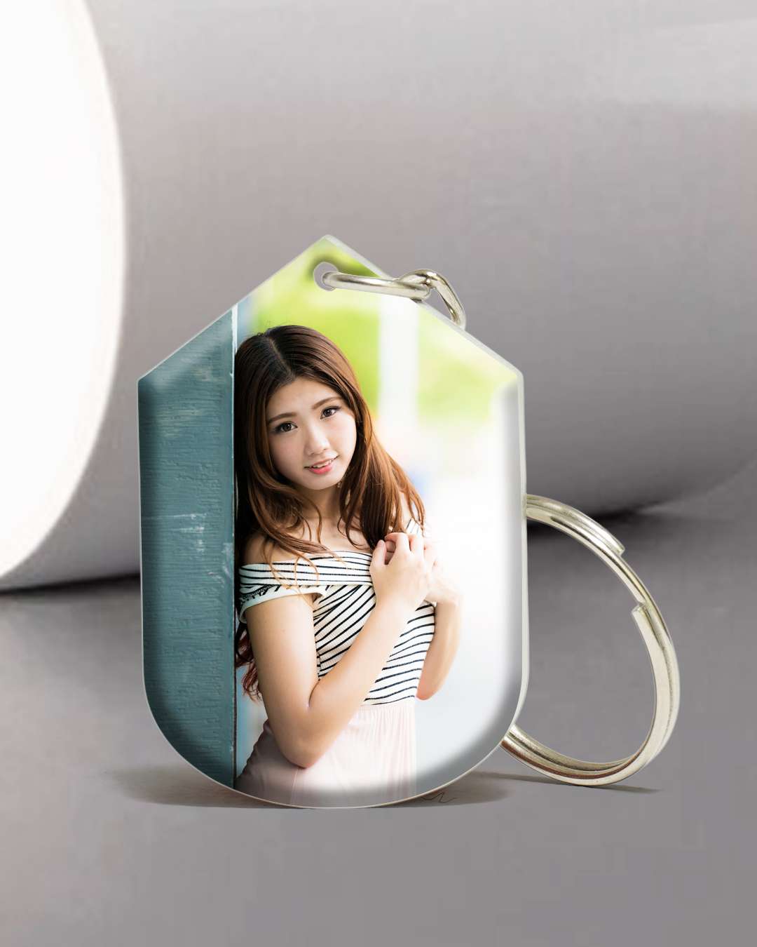 Hexa Shape Acrylic Key Chain | White