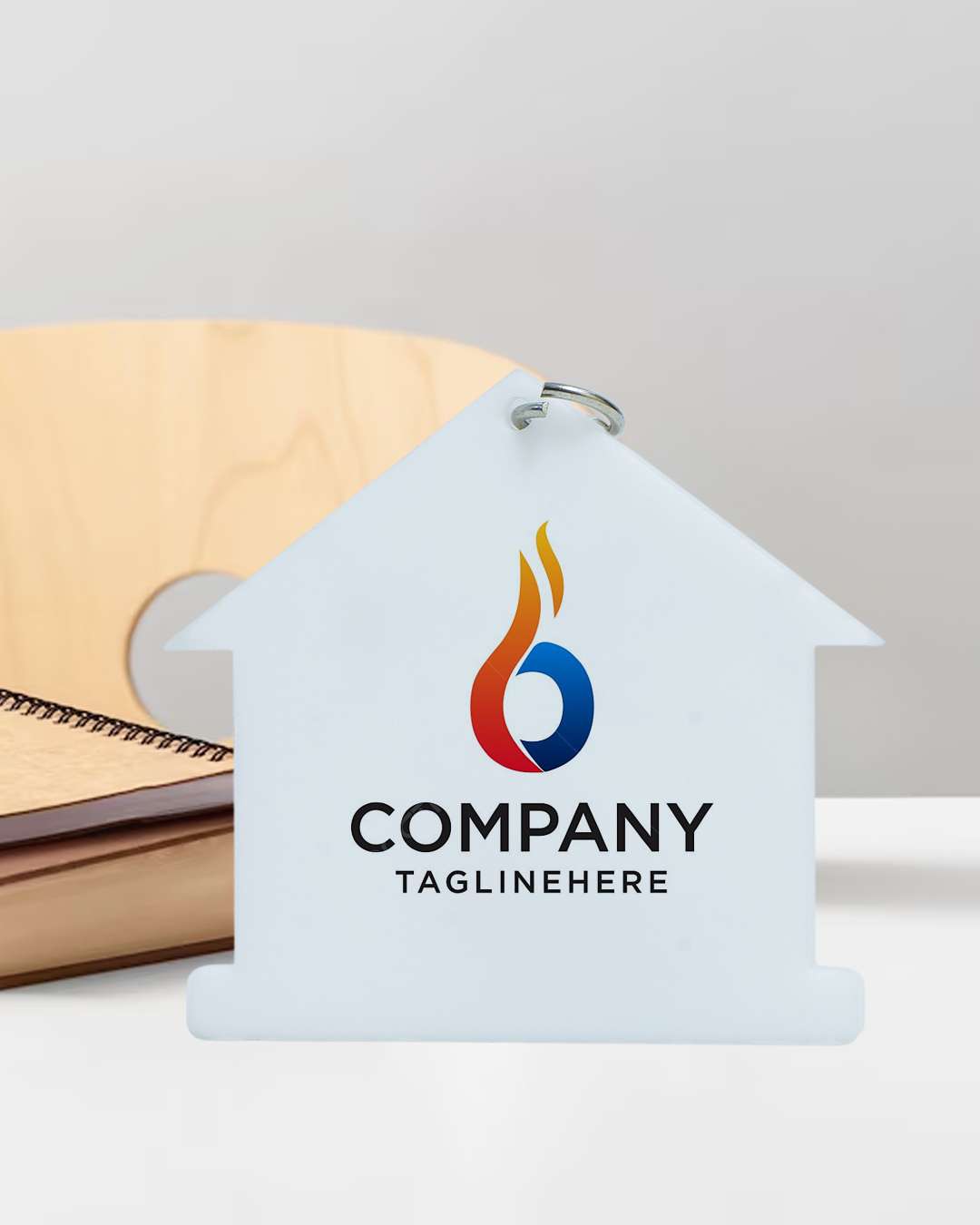 Home Shape Polymer Key Chain | White