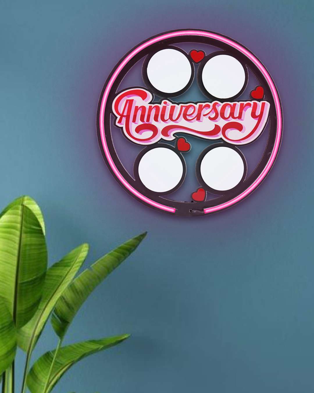Anniversary Wall Hanging Light Frame with 4 Pictures | Multi