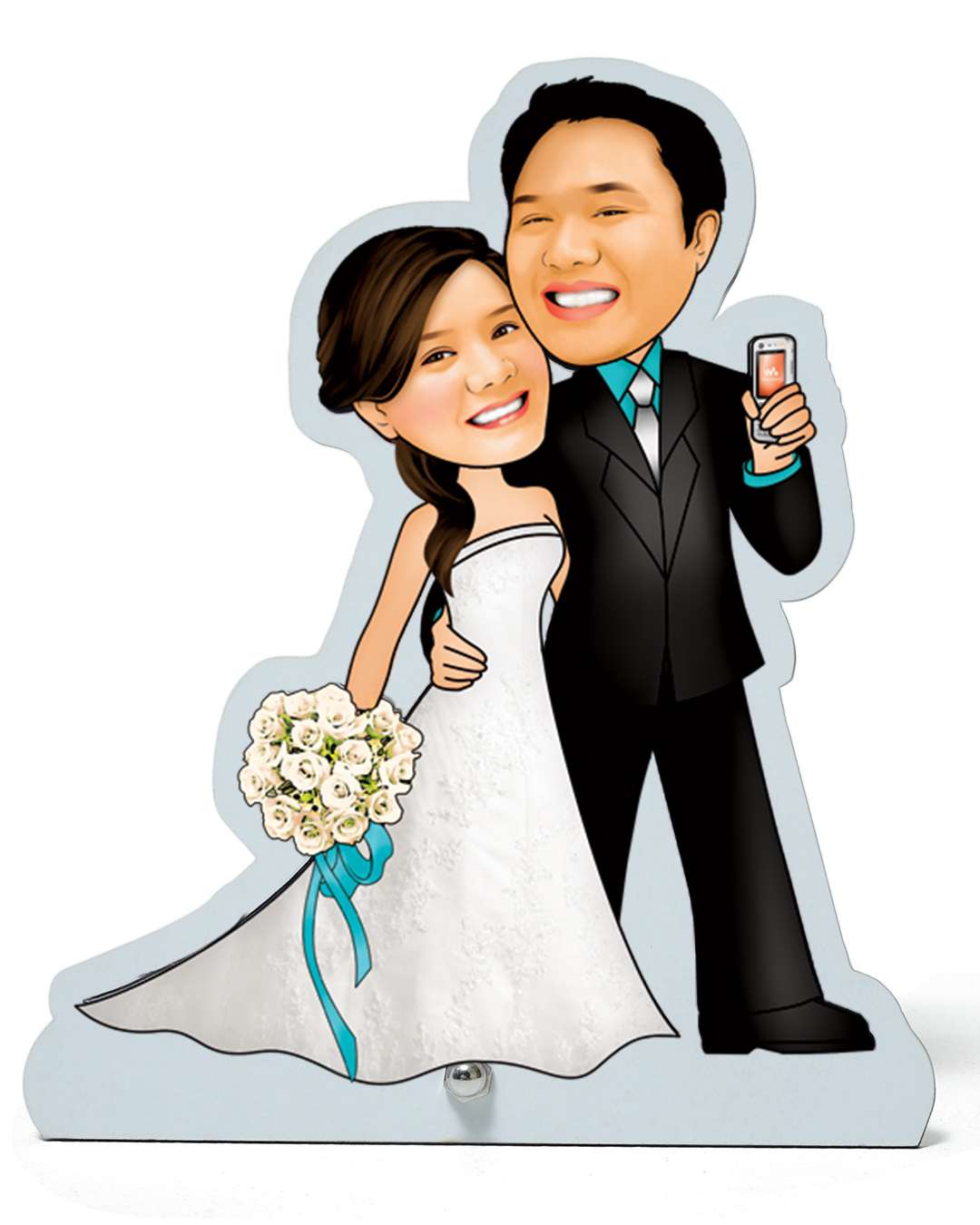 Caricature of New Married Christian Couple