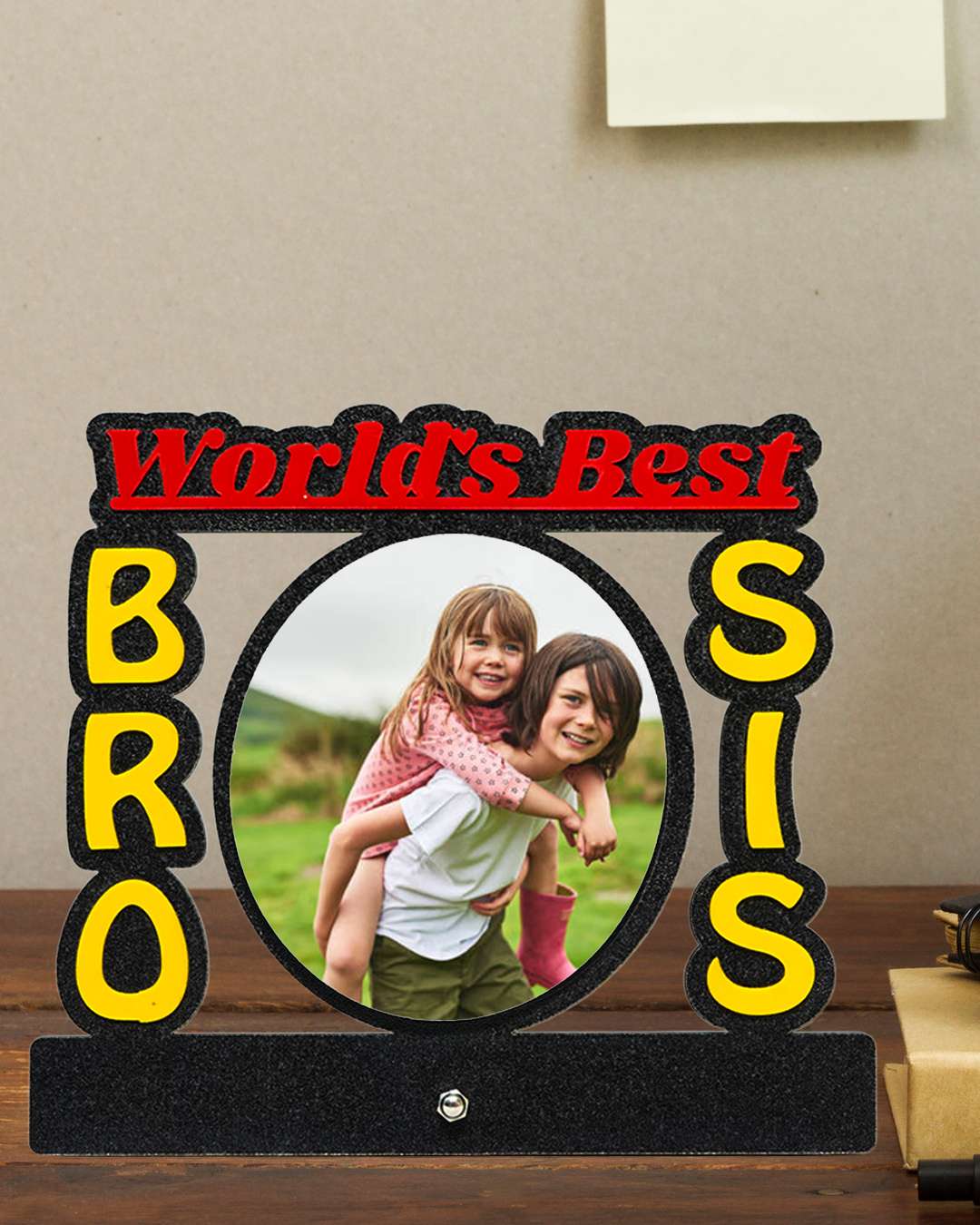 World's Best Bro Sis – Sublimation Photo Frame | Red Black Yellow