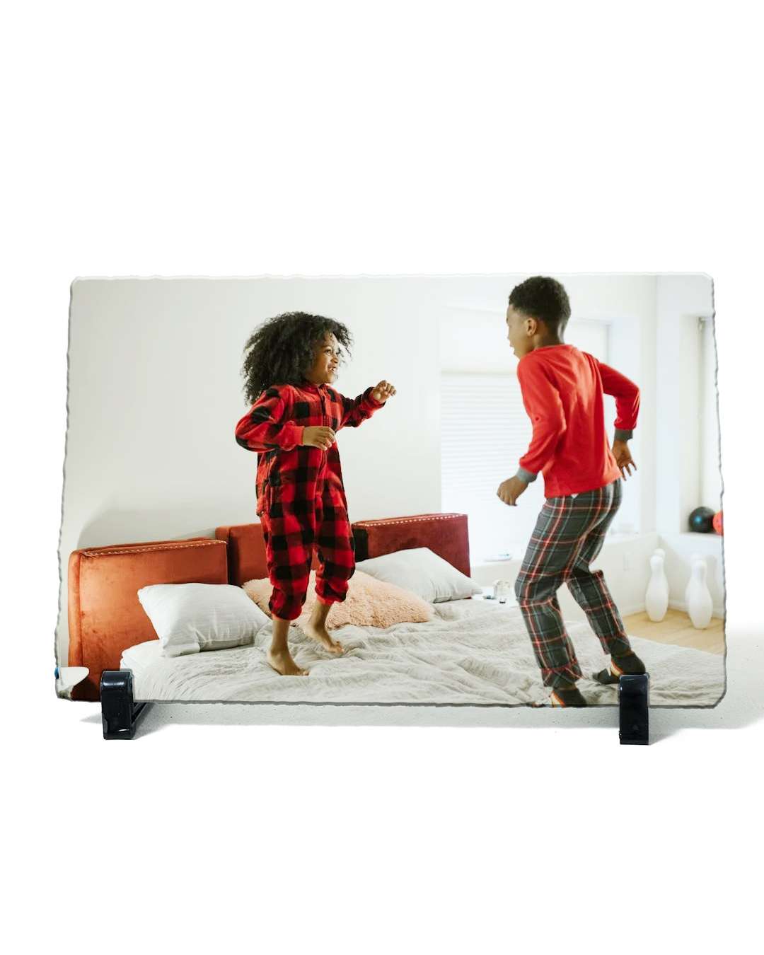 Customized Blank Slate Rock Set with Display Stand | White