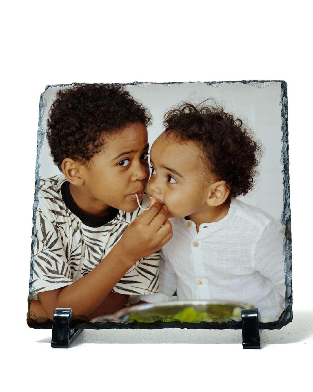 Customized Blank Rock Slate Set with Display Stand | White