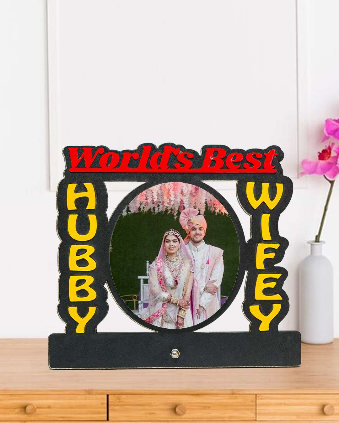 World's Best Hubby Wifey – Sublimation Photo Frame | Red Black Yellow