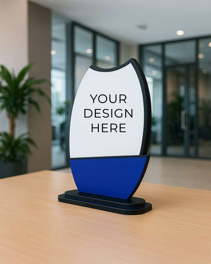 Customized Wooden Sublimation MDF and Acrylic Momento Trophy | Blue