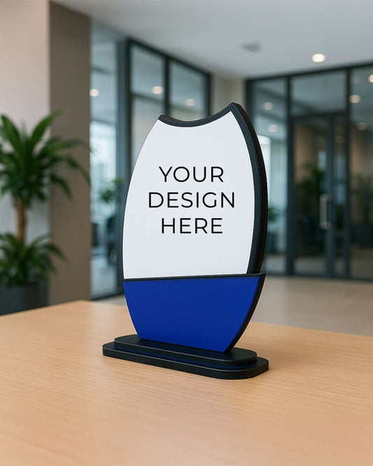 Customized Wooden Sublimation MDF and Acrylic Momento Trophy | Blue