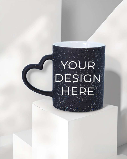 Glitter Magic Heart Shaped Mug  | Black