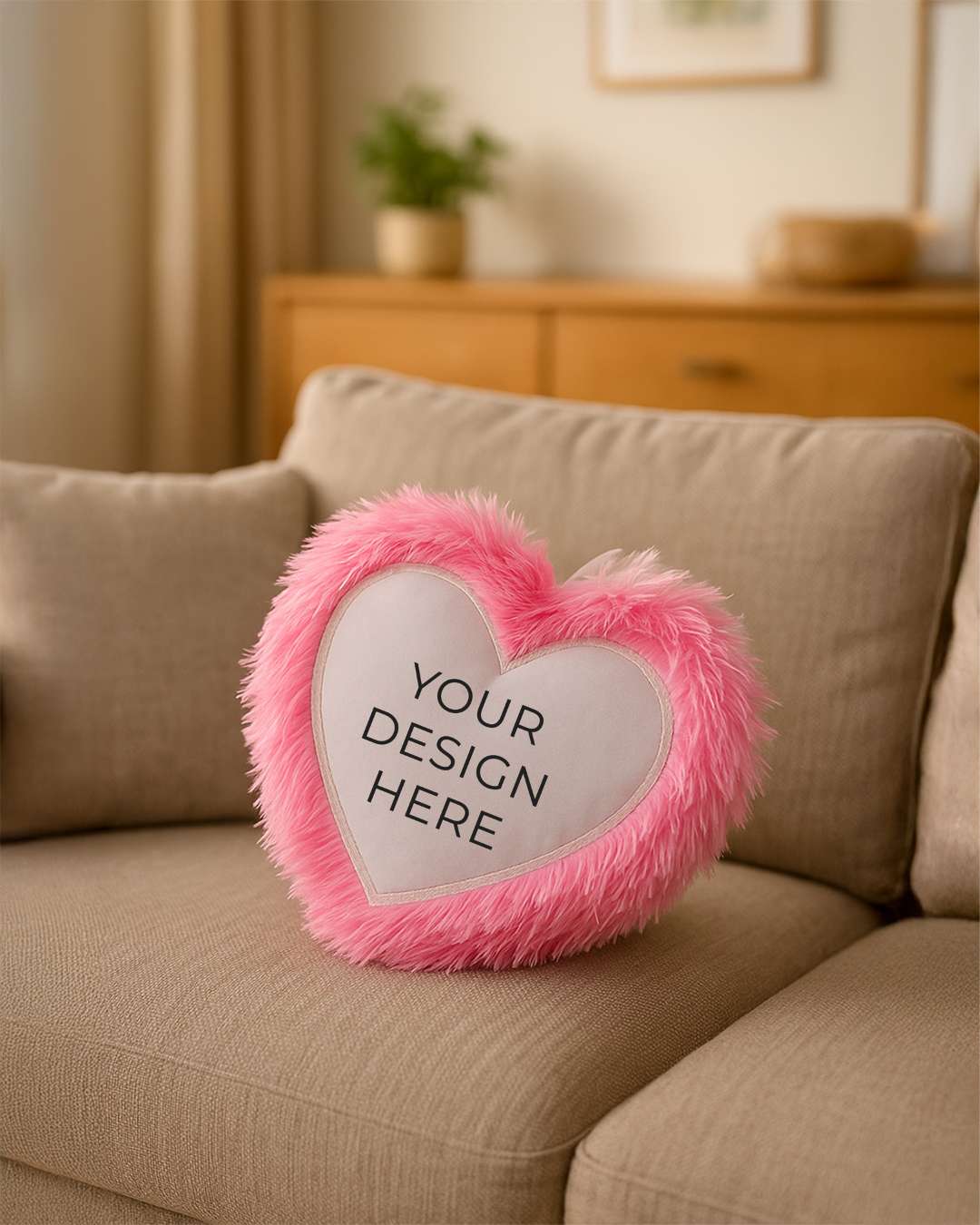 Pink Heart Shaped Pillow – Personalized with your photo or text | Pink