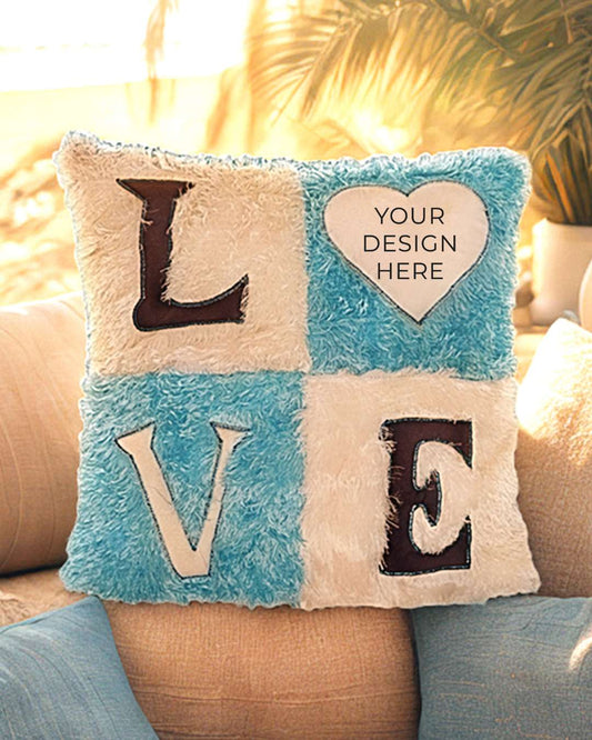 Multi Colored Heart Shaped Pillow – Personalized with your photo or text | Blue and White