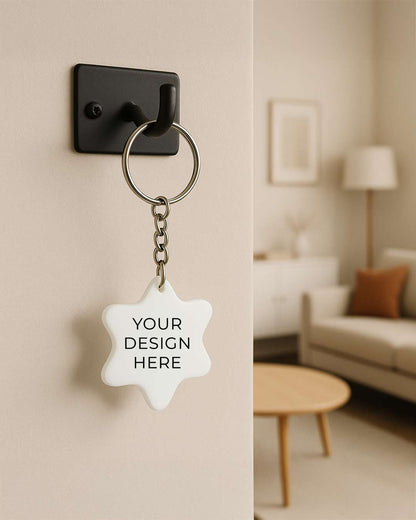 Star Shape Polymer Key Chain | White