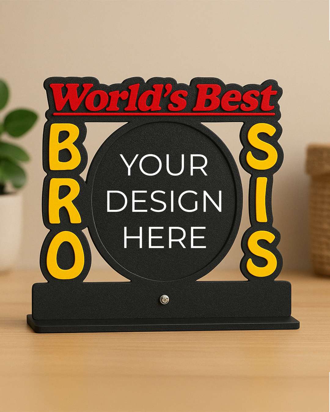 World's Best Bro Sis – Sublimation Photo Frame  | Red Black Yellow