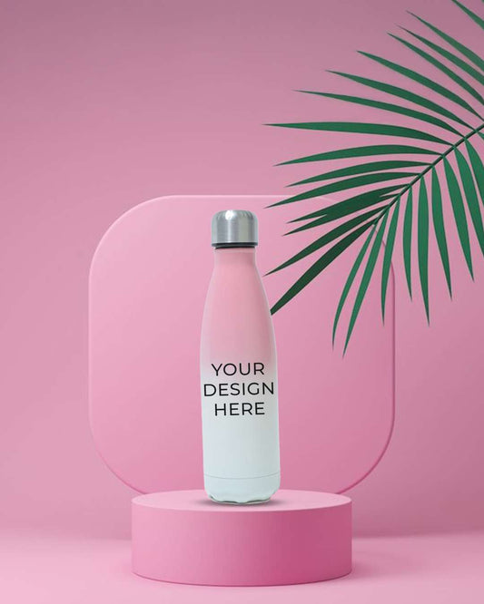 Bamboo Blank Flask Cola Shaped Bottle 500ml  Pink,White Gradient