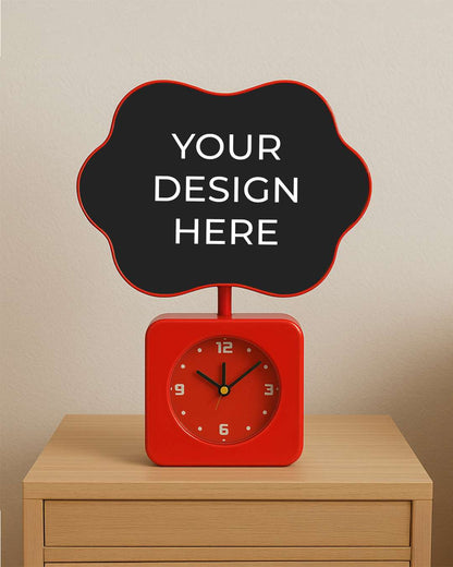 Flower Shape Magic Mirror Light Frame with Clock  | Red