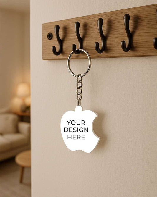 Apple Shape Key Chain | White