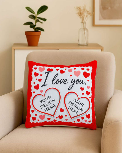 I love you Sqaure Shaped Pillow – Personalized with your photo or text | Red