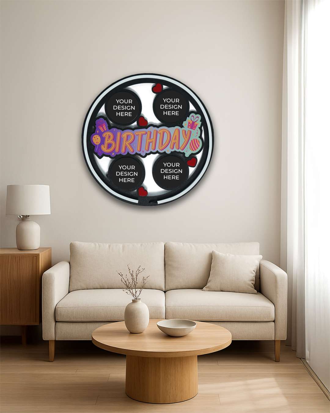Birthday Wall Hanging Light Frame with 4 Pictures   | Multi