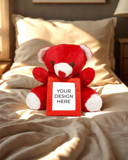 Teddy Bear Rectangle Shaped Pillow – Personalized with your photo or text  | Red