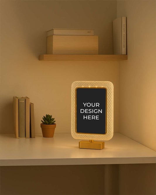 Crystal Photo Frame With LED Light Night Lamp in Landscape | White