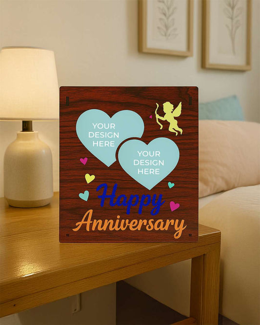 Happy Anniversary Light Frame with two Pictures -  | Brown