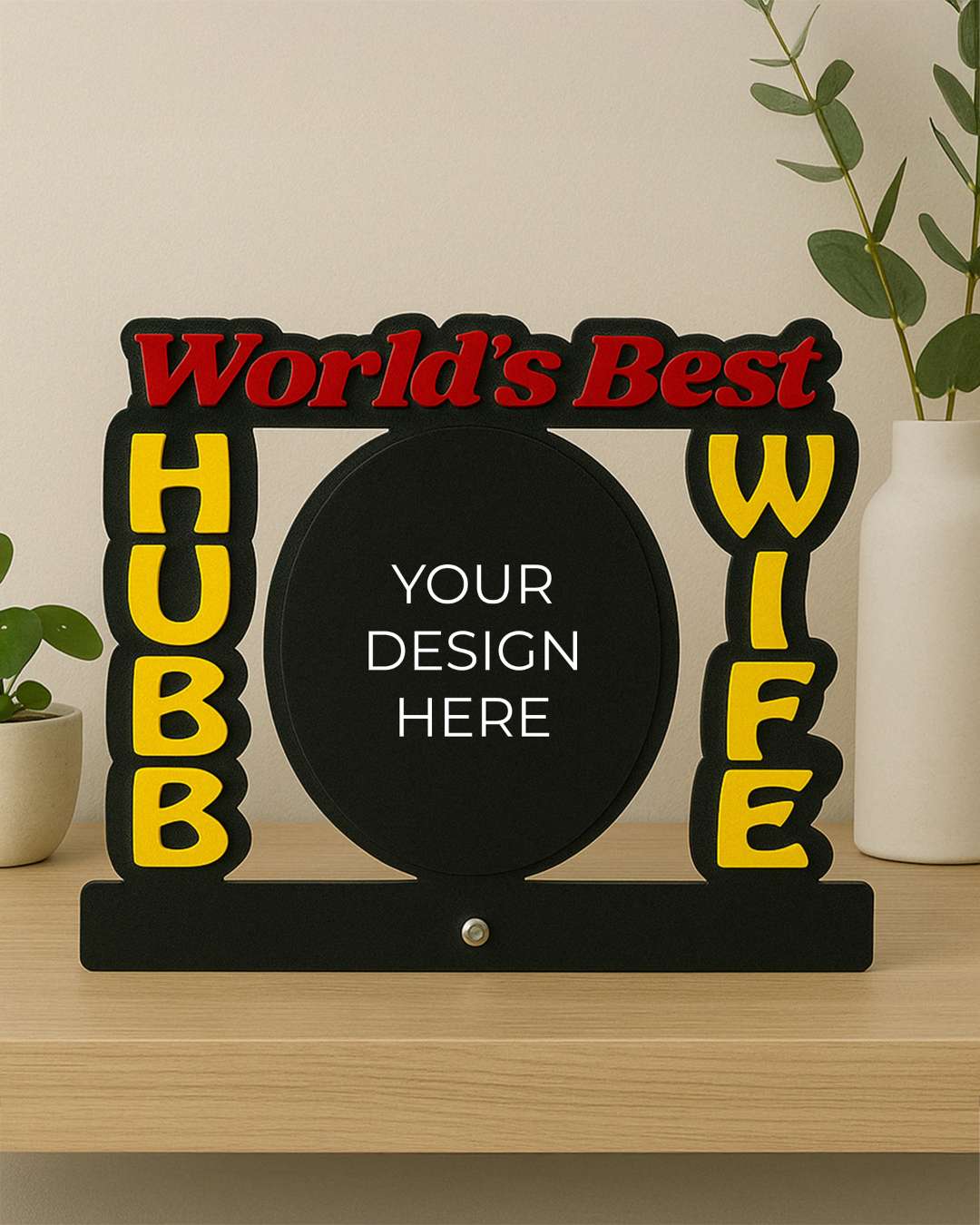 World's Best Hubby Wifey – Sublimation Photo Frame  | Red Black Yellow