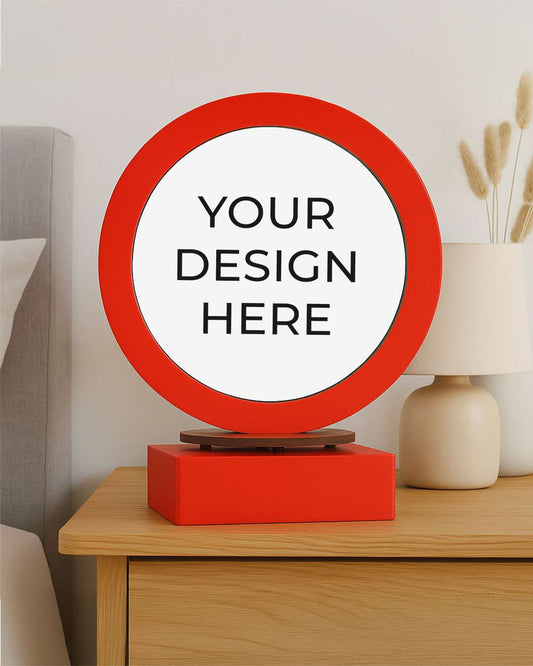 LED MDF Rotating Lamp Round Shape Photo Lamp |  Red