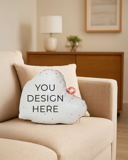 Magic Photo White Heart Shaped Double Fenced Pillow – Personalized with your photo or text | White | White