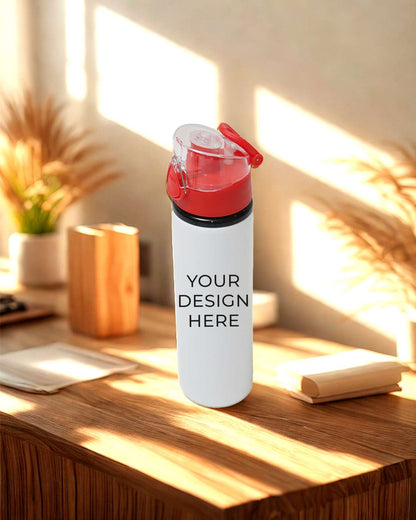 Sports Water Sipper White Bottle with Red Color Cap 750 ml | White