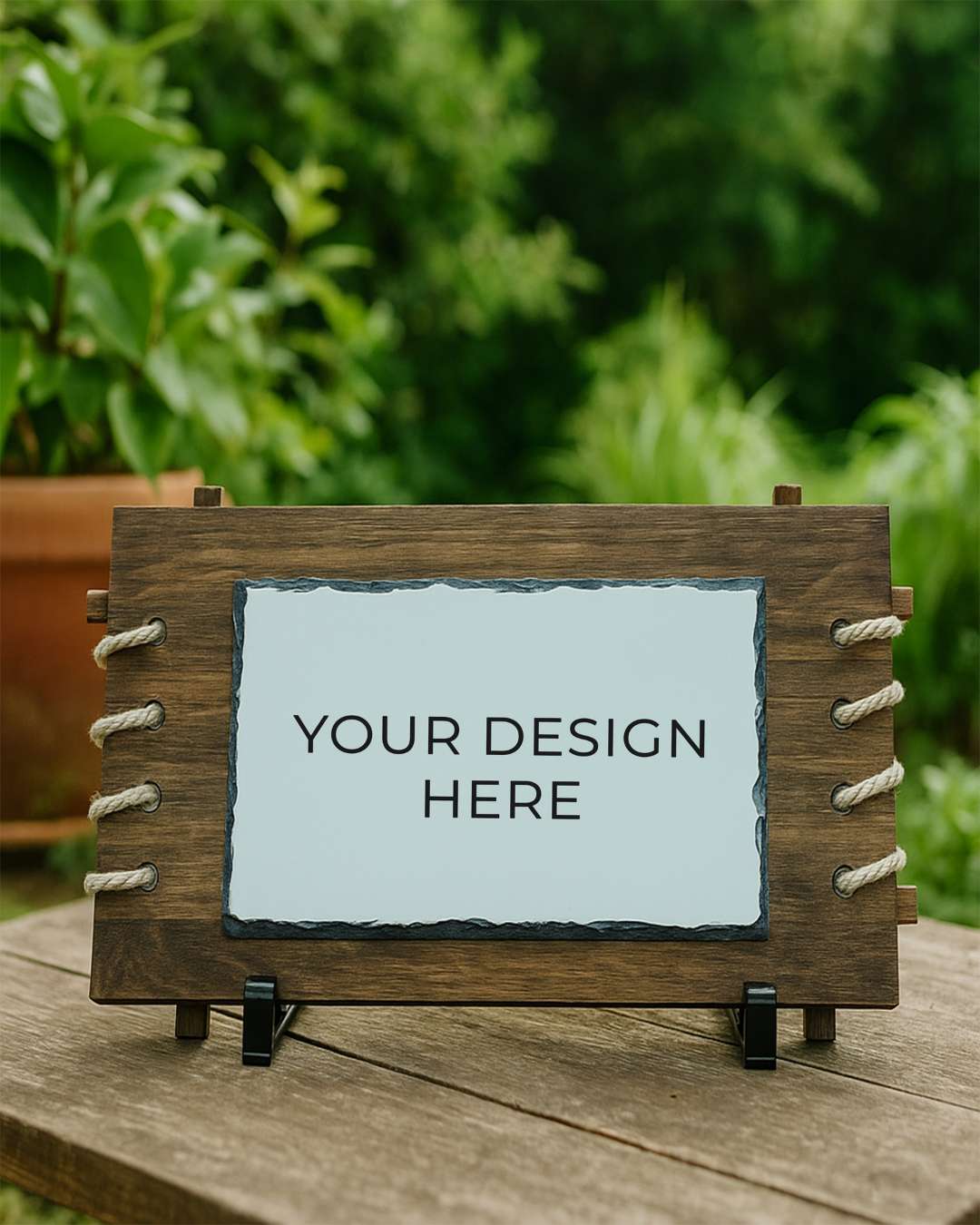 Customized Blank Rock Slate Set with frame and Display Stand | White