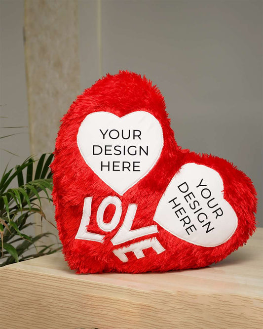 Double Heart Shaped Pillow – Personalized with your photo or text | Red
