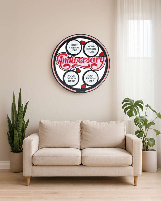 Anniversary Wall Hanging Light Frame with 4 Pictures | Multi