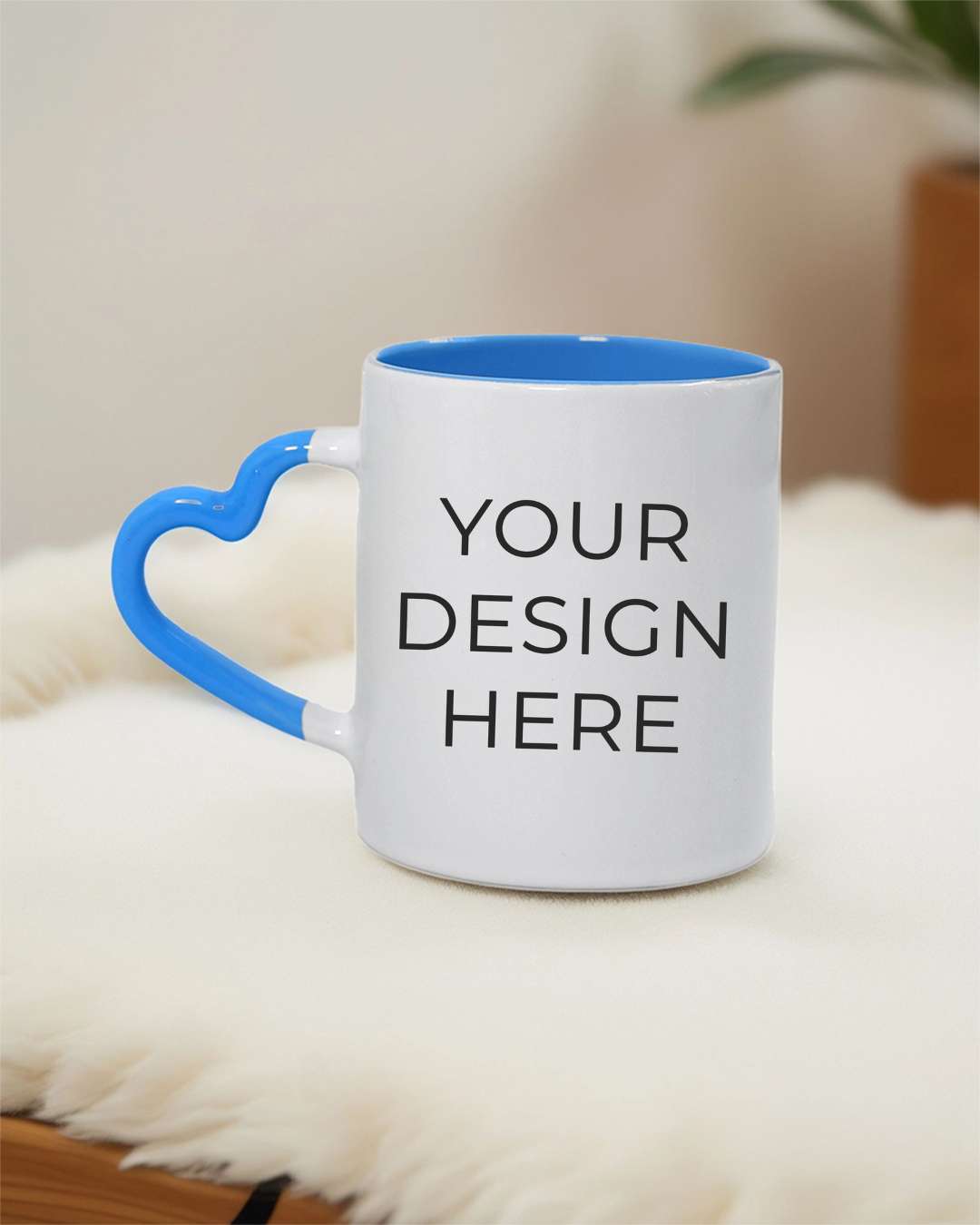 Heart Handle Inner Color Mug  | Blue