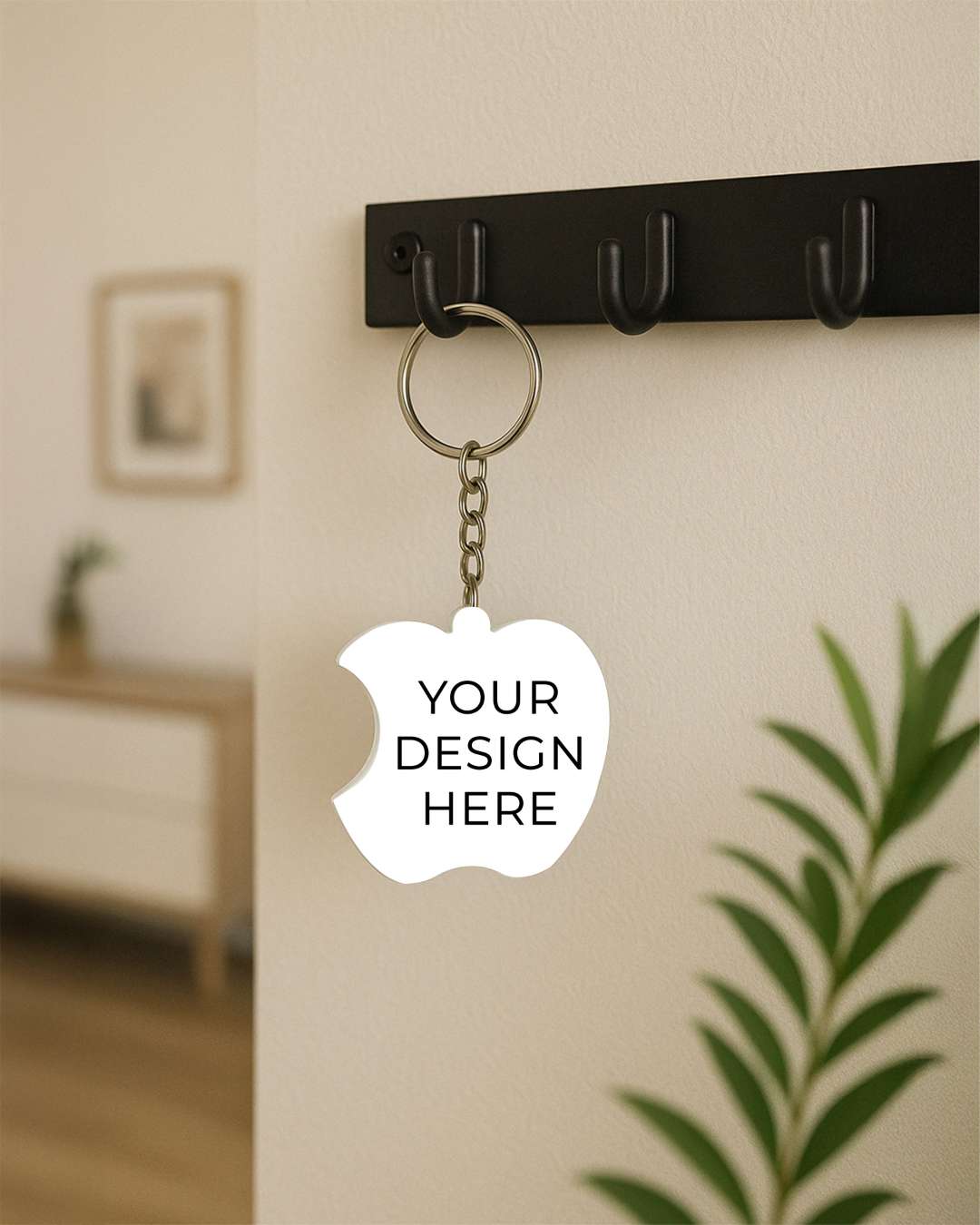 Apple Shape Key Chain   | White