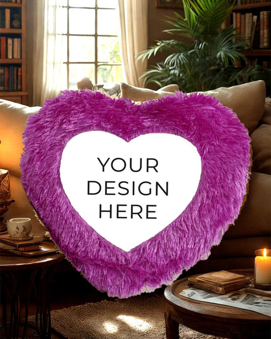 Purple fur Heart Shaped Pillow | Purple