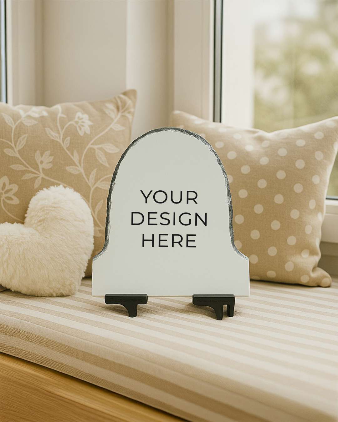 Customized Blank Rock Slate Set with Display Stand   | White