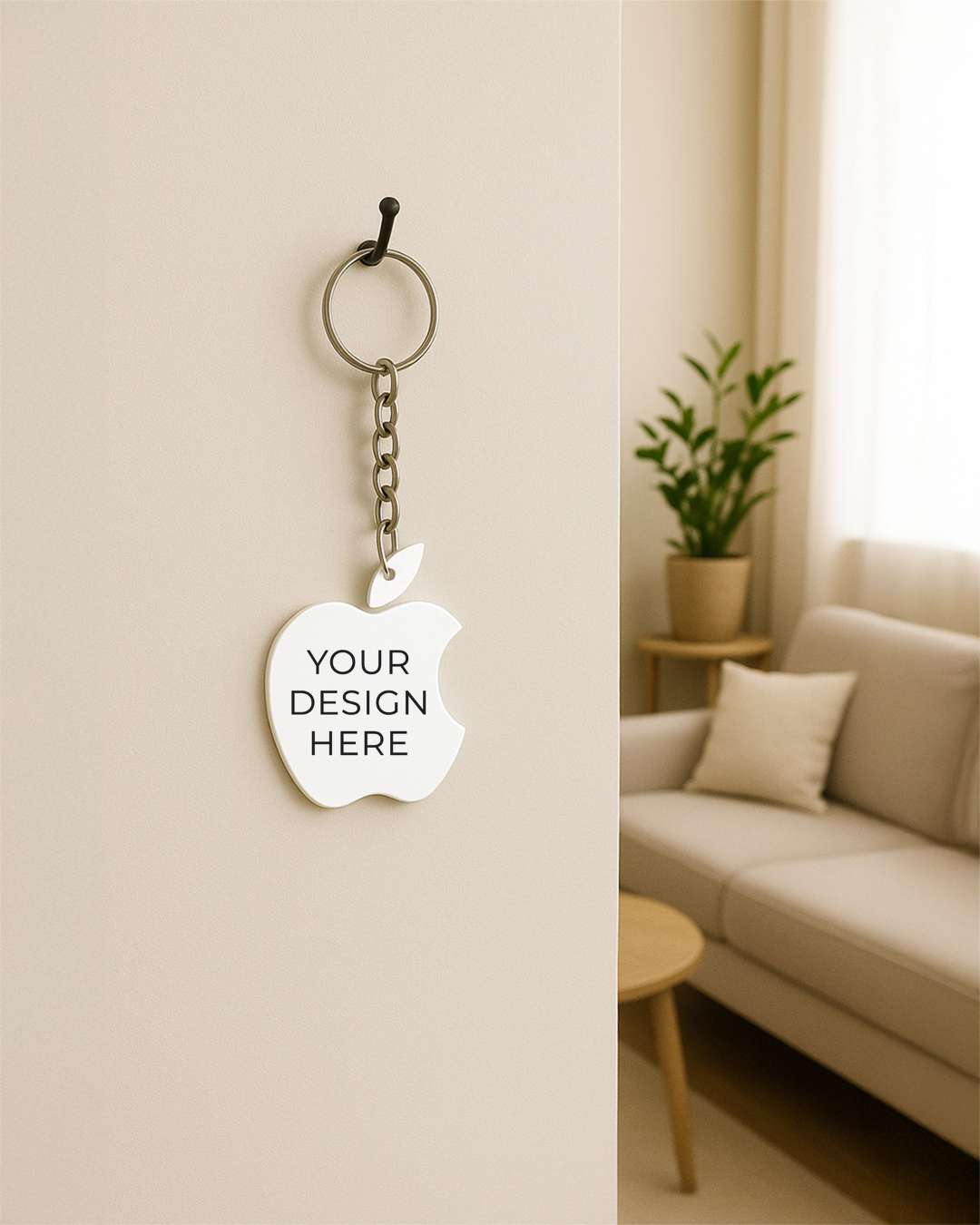 Apple Shape  Key Chain | White